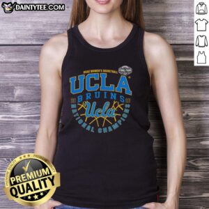 Official UCLA Bruins NCAA Women's Basketball 2026 National Champions Final Four Tank Top in blue and gold design.