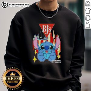 Pretty stitch-like BJ's Restaurants USA flag sweatshirt, showcasing vibrant colors and a stylish design for casual wear.