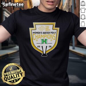 Alt Text: Premium Rainbow Wahine 2026 Big West Women's Water Polo Champions T-Shirt featuring vibrant colors and team logo.