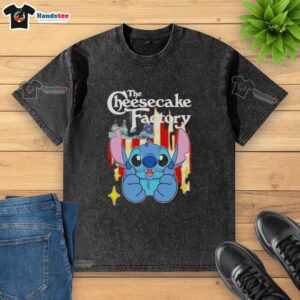 USA Flag washed t-shirt with nice stitch design inspired by The Cheesecake Factory, perfect for casual wear.