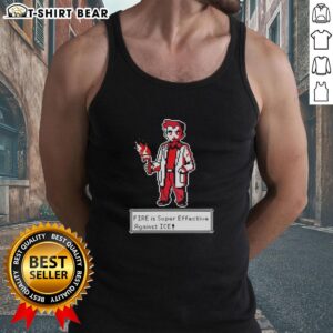 Pixel art tank top featuring a fiery design, perfect for battling Ice Pokmon with Hot Fire effectiveness.