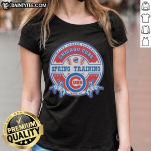 Vintage ladies tee featuring Chicago Cubs Spring Training 2026 design, perfect for MLB fans and stylish sportswear.