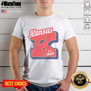 Official Kansas Est 1865 Heather Red T-Shirt showcasing a vintage design perfect for Kansas fans and casual wear.