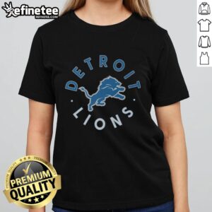 Alt Text: Nice Detroit Lions Circle Ladies Tee featuring a stylish design and vibrant team colors, perfect for fans.