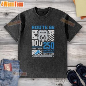 Awesome Detroit Lions Route 66 Centennial 100th Anniversary washed t-shirt celebrating 250th America Anniversary.
