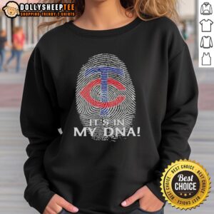 Original Minnesota Twins Baseball sweatshirt featuring 'It's In My DNA' fingerprint design, perfect for fans.