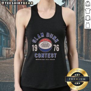 Alt Text: Nice ABA 1976 Slam Dunk Contest tank top featuring vintage basketball graphics and vibrant colors for fans.