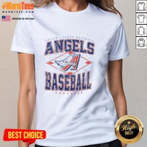 Awesome Los Angeles Angels Major League Baseball Cooperstown Diamond ladies tee featuring vibrant team colors.