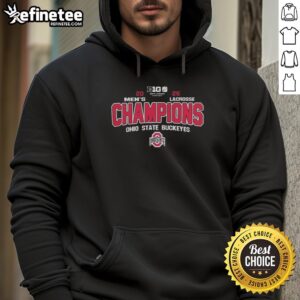 Alt Text: Original Ohio State Buckeyes Men's Lacrosse 2026 Big Ten Conference Champions hoodie in scarlet and gray.