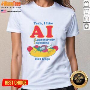 Funny tee featuring a design of AI aggressively ingesting hot dogs, perfect for humor lovers and tech enthusiasts.