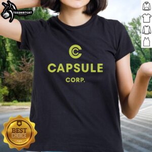 Official Capsule Corp Trunks Dragon Ball ladies tee featuring vibrant design and comfortable fit for fans of the series.