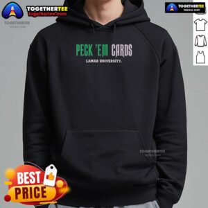 Nice Lamar University Peck Em Cards slogan hoodie in vibrant colors, perfect for proud LU fans and stylish campus wear.