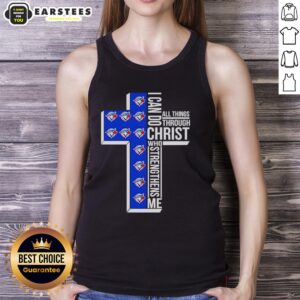 Official Toronto Blue Jays Cross tank top with 'I Can Do All Things Through Christ Who Strengthens Me' logo design.