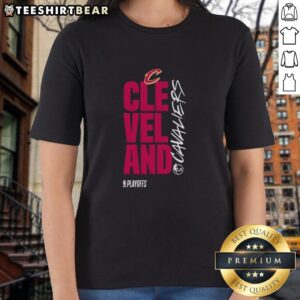 Awesome Cleveland Cavaliers playoff basketball logo on a stylish ladies tee shirt, perfect for fans and fashion.