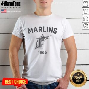 Premium Miami Marlins Cooperstown Duster T-Shirt featuring team logo and vintage design in vibrant colors.