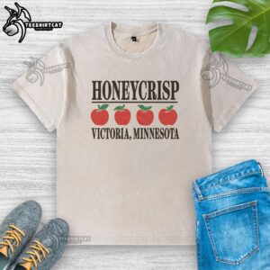 Premium Honeycrisp Apple T-shirt from Victoria, Minnesota, featuring a vibrant design on a soft, washed fabric.