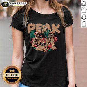 Awesome Peak Happy Campers Ladies Tee featuring a vibrant camping graphic and comfortable fit for outdoor enthusiasts.
