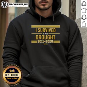 Hot I Survived The Drought 2011 to 2026 Warpath Hoodie in black, showcasing a bold graphic design and comfortable fit.