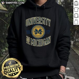 Retro Nice Michigan 1817 seal hoodie featuring a vintage design, perfect for casual wear and Michigan pride.