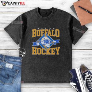 Nice Buffalo Classic Hockey Est 1970 washed t-shirt featuring vintage design and comfortable fit for hockey fans.