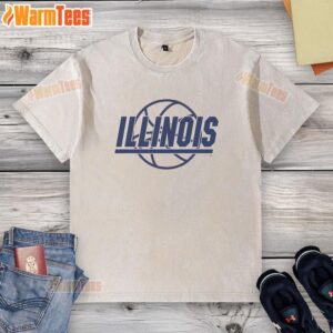 Retro logo washed t-shirt featuring Nice Illinois Basketball design, perfect for fans and casual wear.