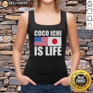 Official Coco Ichi Is Life tank top featuring American and Japan flags, perfect for food lovers and cultural enthusiasts.