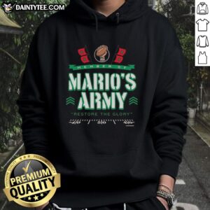 Good Miami Hurricanes Member of Mario's Army Restore the Glory Hoodie displayed on a stylish background.