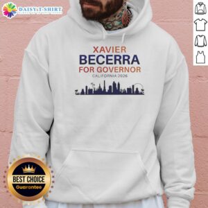 Nice Xavier Becerra Governor 2026 California Skyline Hoodie featuring a vibrant cityscape design and campaign logo.