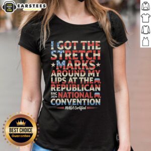Hot 'I Got The Stretch Marks Around My Lips' tee worn by MAGA ladies at the Republican National Convention RNC 2024.