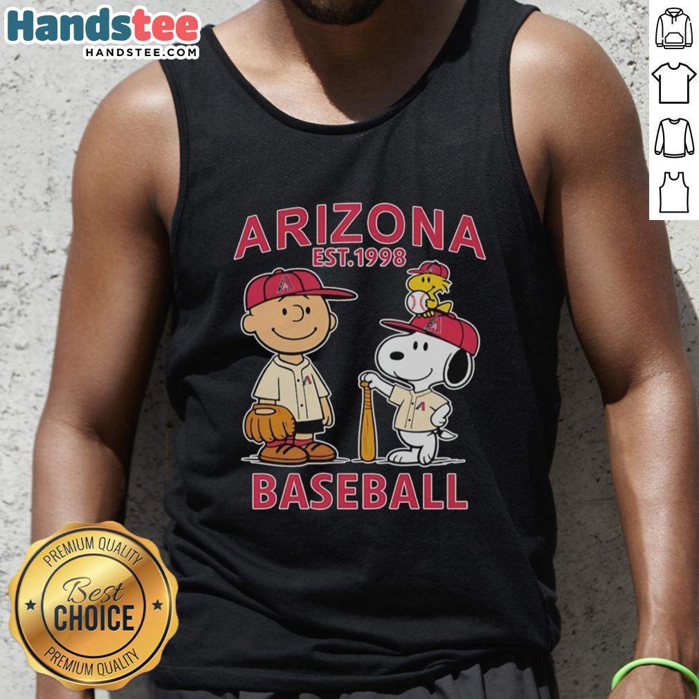 cute-charlie-brown-snoopy-and-woodstock-with-arizona-diamondbacks-baseball-jersey-est-1998-tank-top Cute Charlie Brown Snoopy And Woodstock With Arizona Diamondbacks Baseball Jersey Est 1998 T-Shirt - Image 4
