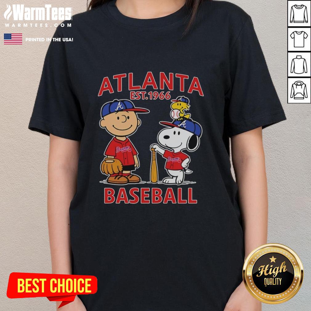 cute-charlie-brown-snoopy-and-woodstock-with-atlanta-braves-baseball-jersey-est-1961-ladies-tee Alt Text: Cute Charlie Brown, Snoopy, and Woodstock in Atlanta Braves baseball jersey, Est. 1961, on a ladies' tee.