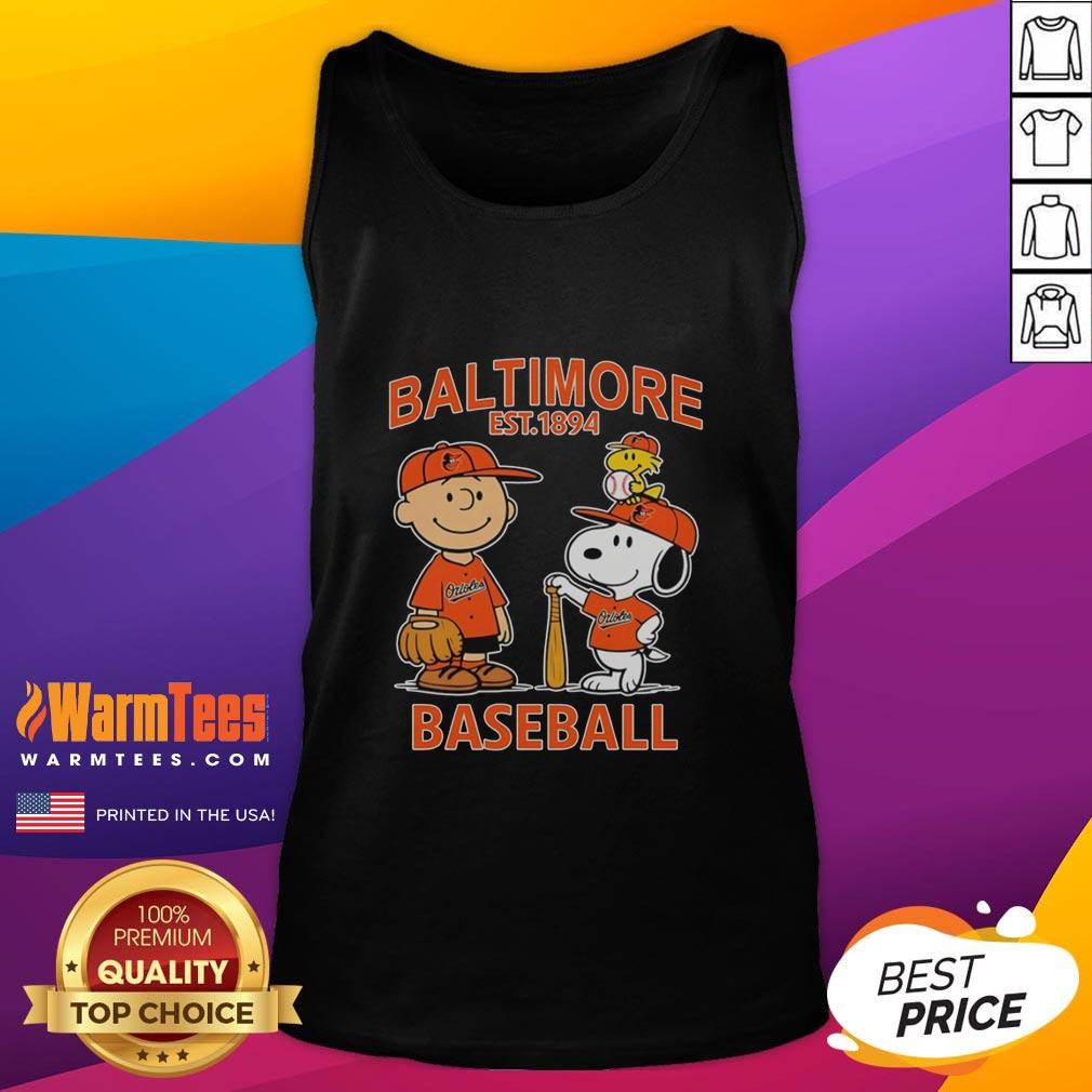 cute-charlie-brown-snoopy-and-woodstock-with-baltimore-orioles-baseball-jersey-est-1894-tank-top Cute Charlie Brown, Snoopy, and Woodstock wear Baltimore Orioles baseball jersey tank top, established 1894.