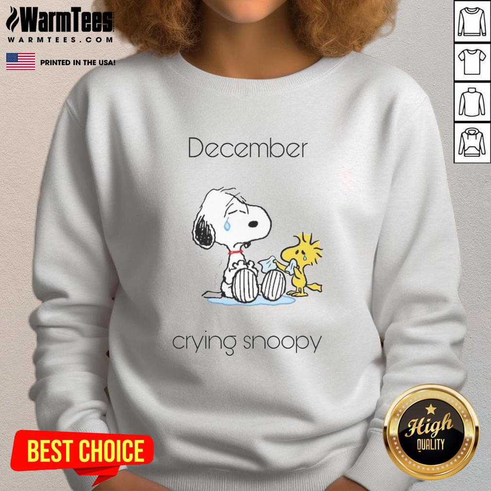 cute-december-crying-snoopy-woodstock-sweatshirt Alt Text: Adorable December sweatshirt featuring a crying Snoopy and Woodstock, perfect for cozy winter style.