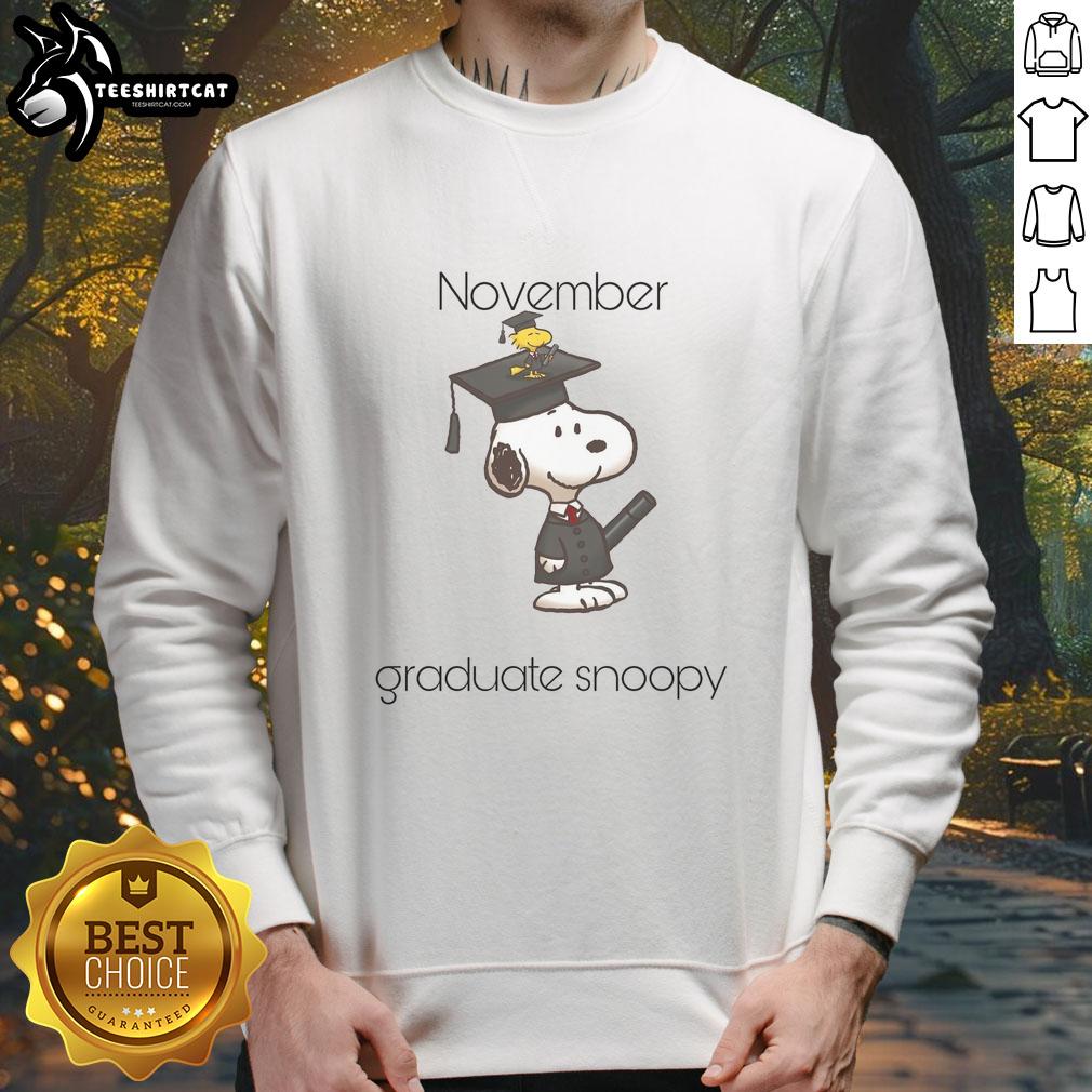 cute-november-graduate-snoopy-woodstock-sweatshirt Cute November graduate Snoopy and Woodstock sweatshirt, perfect for celebrating graduation in style.