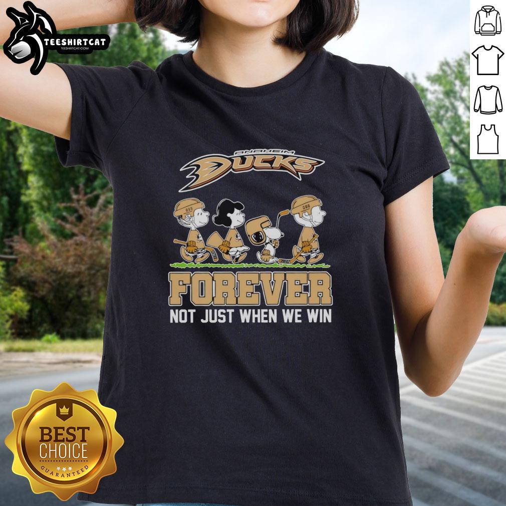 cute-peanuts-characters-x-anaheim-ducks-nhl-forever-not-just-when-we-win-ladies-tee Cute Peanuts characters with Anaheim Ducks NHL logo on a ladies tee, celebrating fandom beyond just winning.