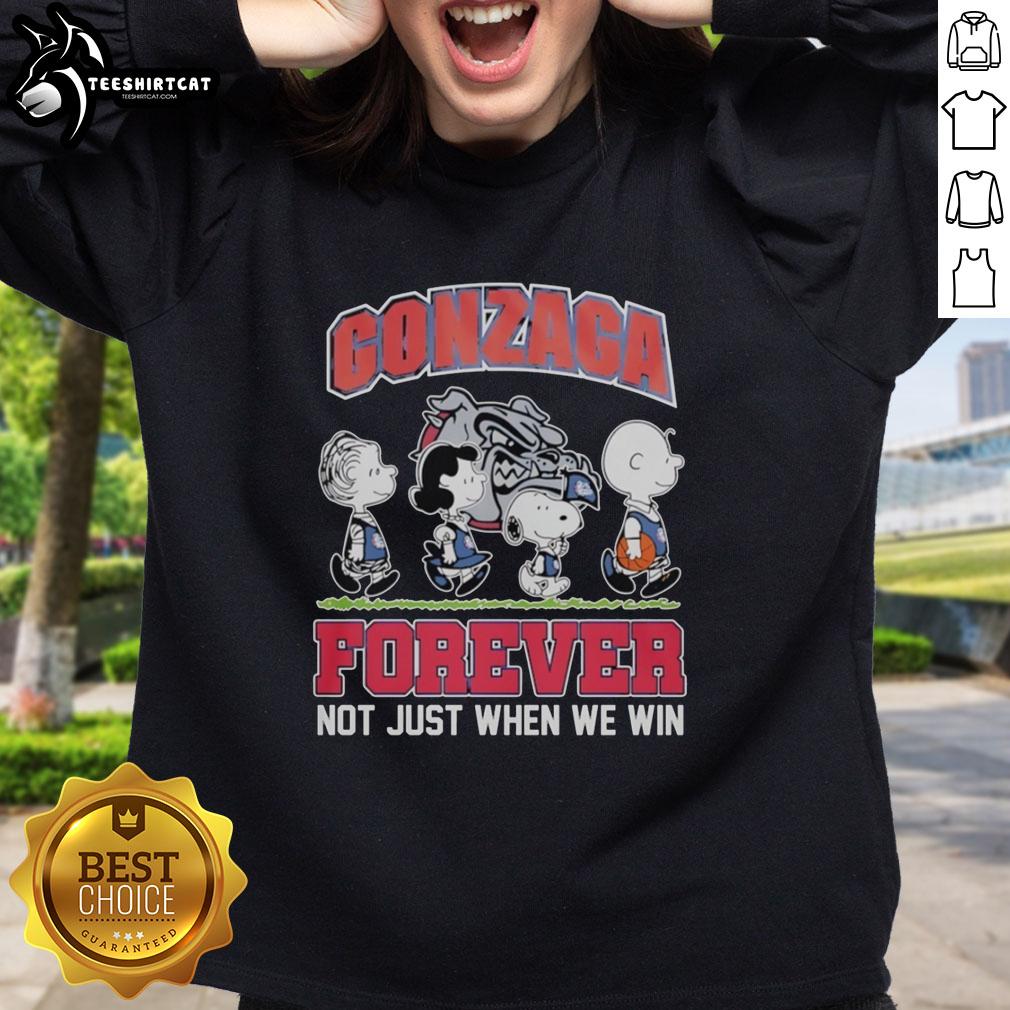 cute-peanuts-characters-x-gonzaga-bulldogs-nba-forever-not-just-when-we-win-sweatshirt Alt Text: Cute Peanuts characters on Gonzaga Bulldogs NBA sweatshirt, perfect for fans celebrating team spirit anytime.