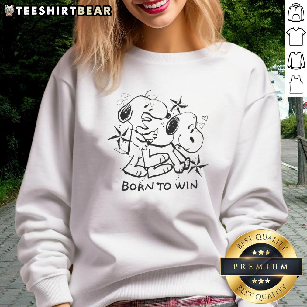 cute-snoopy-born-to-win-stars-hearts-sweatshirt Cute Snoopy Born to Win sweatshirt featuring stars and hearts, perfect for casual wear and fans of Peanuts.