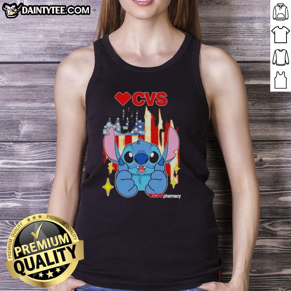 cute-stitch-like-cvs-pharmacy-usa-flag-tank-top Alt Text: Cute Stitch-like CVS Pharmacy USA flag tank top featuring vibrant colors and a stylish design for summer wear.