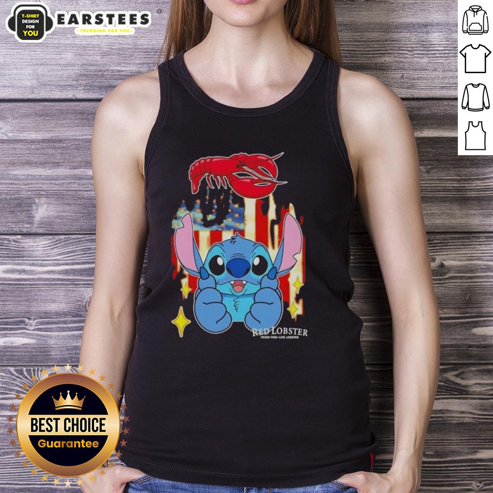 cute-stitch-like-red-lobster-usa-flag-tank-top Cute stitch-style red lobster tank top featuring the USA flag, perfect for summer and patriotic events.