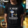 Alt Text: Cute Peanuts X Texas Rangers t-shirt featuring Never Underestimate A Man Who Still Plays Baseball In His Seventies design.