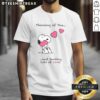 Alt Text: Cute Thinking Of You And Sending Lots Of Love T-Shirt design featuring a heart and cheerful typography in vibrant colors.