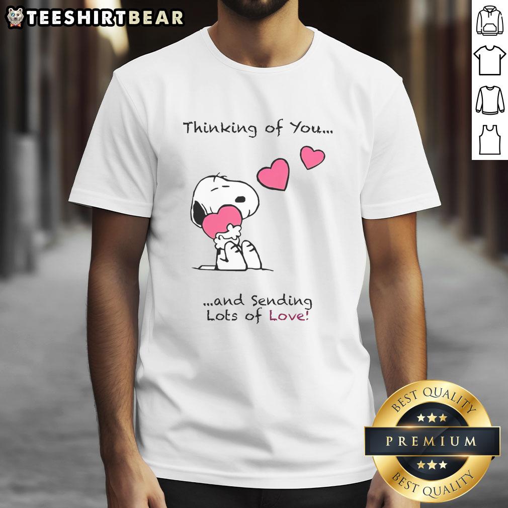 cute-thinking-of-you-and-sending-lots-of-love-t-shirt Alt Text: Cute Thinking Of You And Sending Lots Of Love T-Shirt design featuring a heart and cheerful typography in vibrant colors.