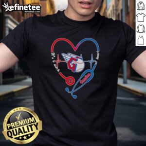 Pretty Cleveland Guardians heart and soul t-shirt featuring a stethoscope and heartbeat design, perfect for fans.