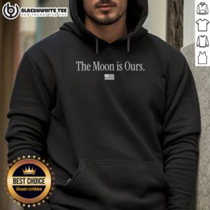 Good The Moon Is Ours Hoodie in navy blue, featuring a celestial design perfect for stylish and cozy outfits.