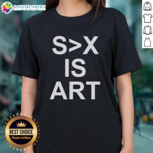 Stylish 'Hot Sex Is Art' ladies tee featuring bold graphics, perfect for fashion-forward women who embrace confidence.