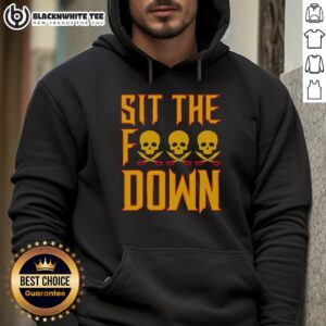 Nice Skull Head Pirate Sit The Fck Down Hoodie featuring a bold skull design, perfect for pirate-themed fashion.