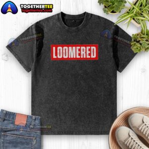 Premium Loomered logo on a washed t-shirt, showcasing a stylish and comfortable casual wear option.