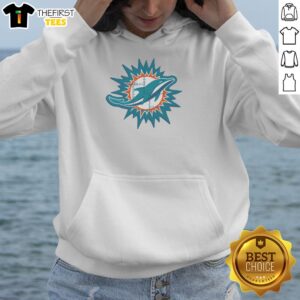 Alt Text: Original Miami Dolphins Rivet Logo Hoodie featuring bold team colors and a classic design for fans and collectors.