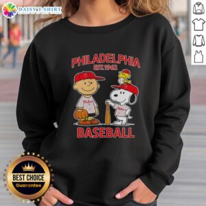 Pretty Charlie Brown and Snoopy Philadelphia Phillies Basketball Est 1962 sweatshirt featuring vibrant graphics.