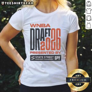 Alt Text: Official WNBA Draft 2026 Ladies Tee celebrating 30th season, presented by State Street Investment Management.
